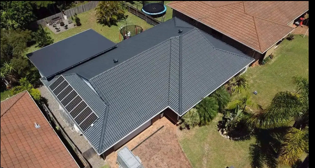 Modern grey roof restoration after transformation
