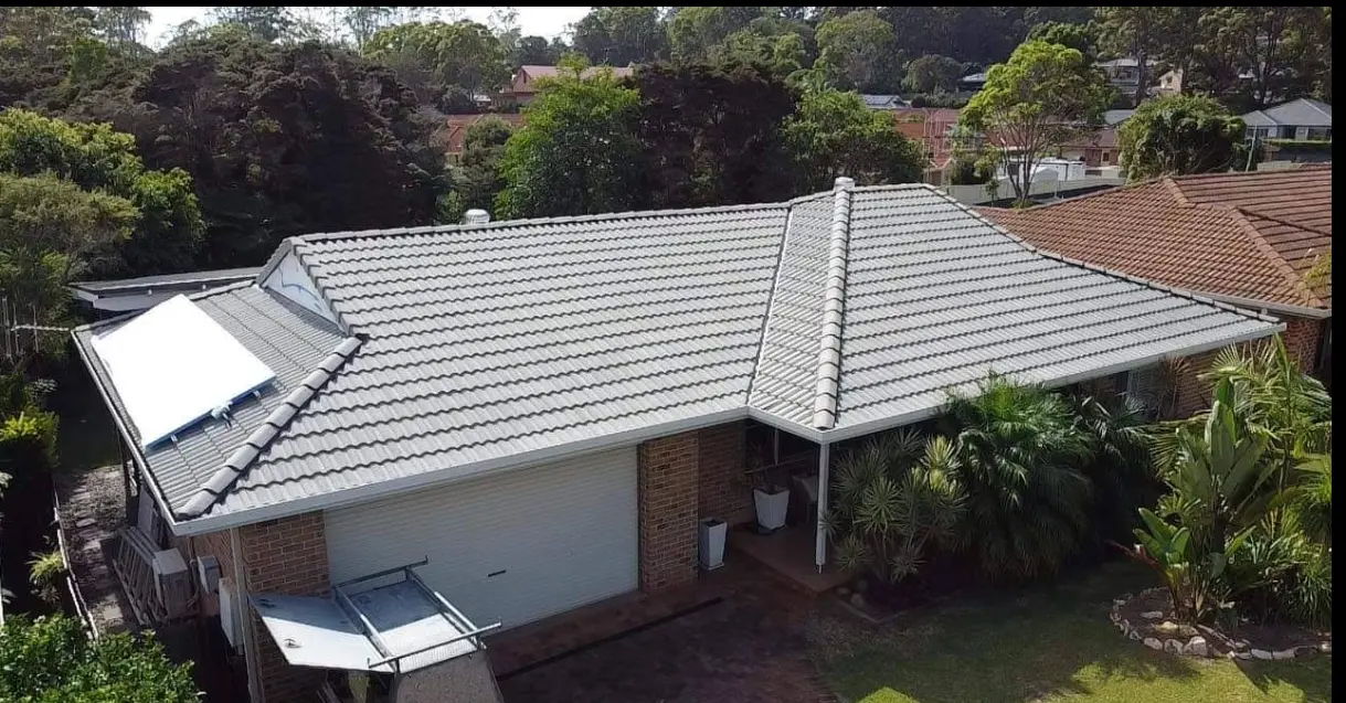 Close up of tile roof repairs and maintenance